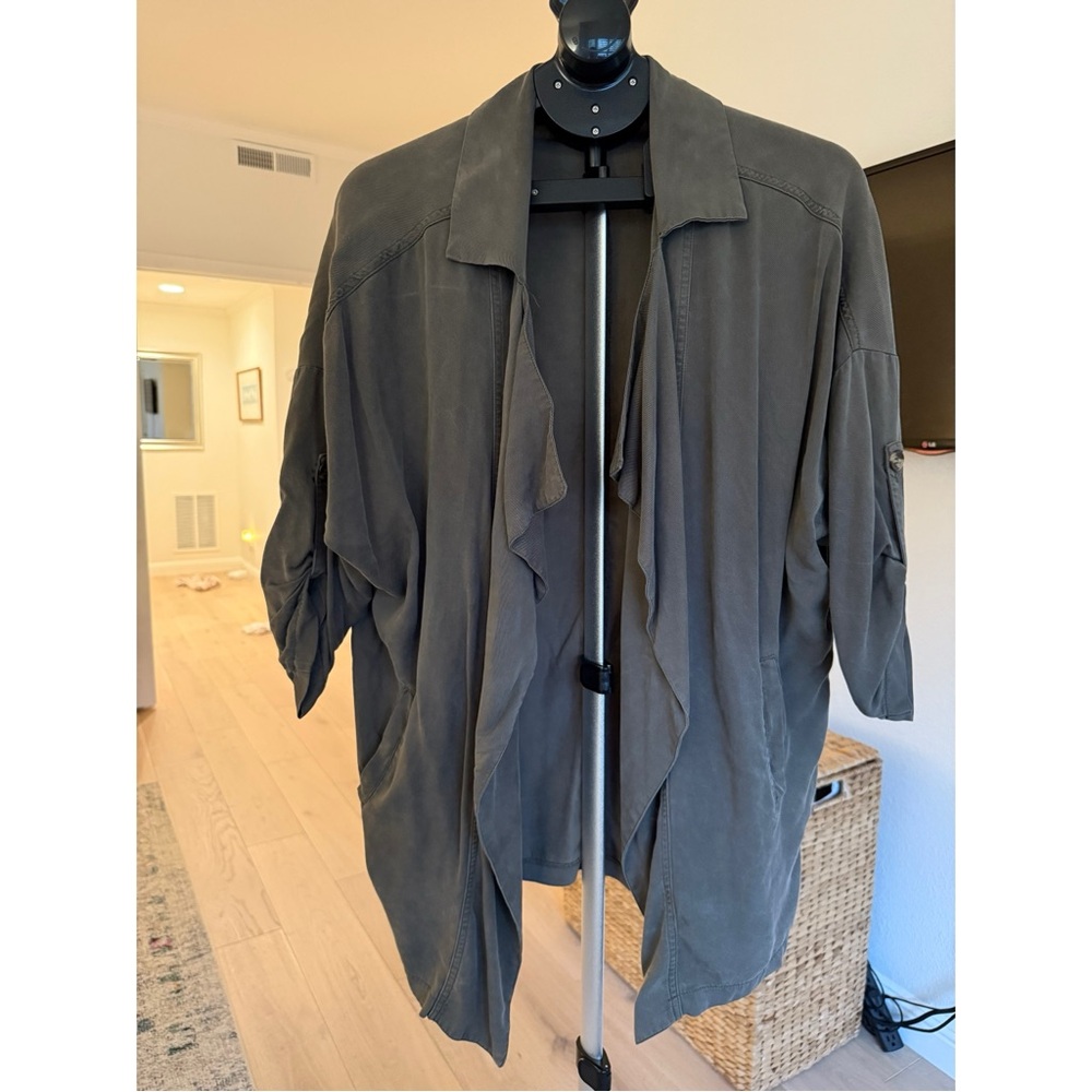 Stylish and Slouchy Olive Green Draped Jacket